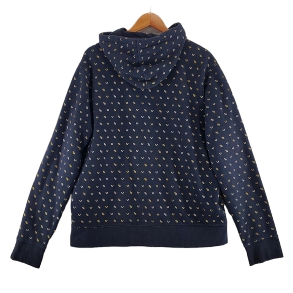 True Religion Hoodie Mens XL Black Gold Sweatshirt Monogram Pullover Streetwear - Picture 13 of 13